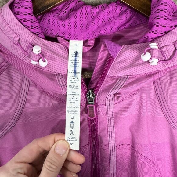 Lululemon Downtime Jacket Womens Size 6 Purple Violaceous Stripe Gradient Hooded - Picture 5 of 11
